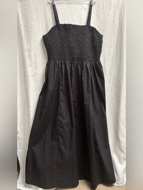 LANE BRYANT BLACK SMOCKED MAXI SUNDRESS, 100% COTTON, W/POCKETS, SIZE 18/20, NWT